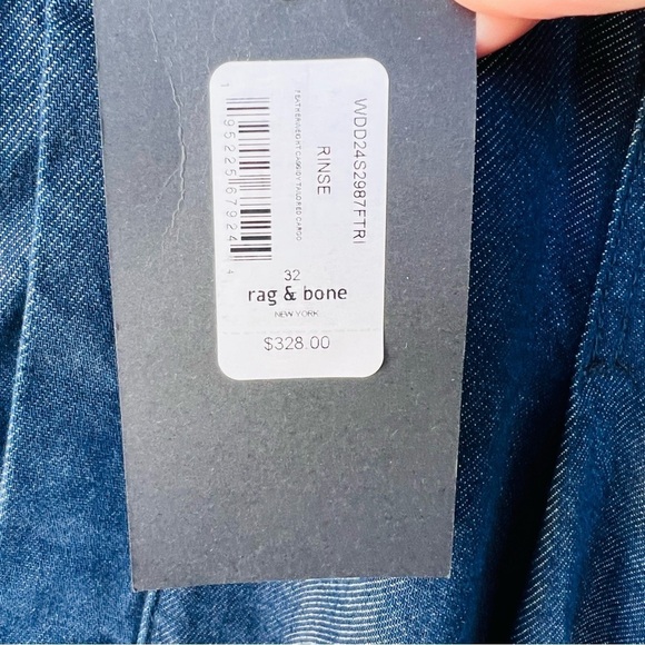 RAG AND BONE CHAMBRAY CASSIDY WIDE LEG TROUSER HIGH WAIST CARGO JEANS SIZE 32 - Picture 9 of 14